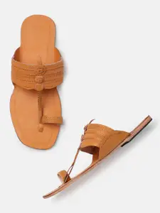 House of Pataudi Men Textured Ethnic Comfort One Toe Style Sandals