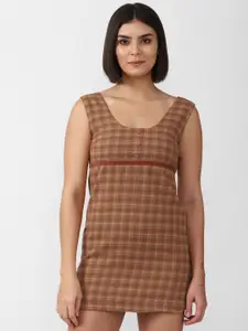 FOREVER 21 Brown Checked Sheath Mini Dress