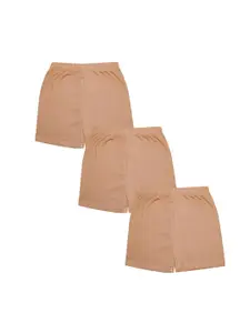 KiddoPanti Girls Beige Pack of 3 Cycling Shorts