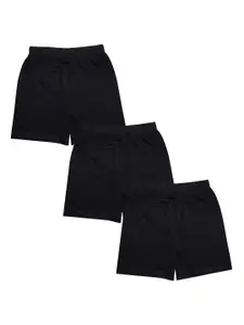 KiddoPanti Girls Black Pack of 3 Black solid mid-rise cycling regular shorts