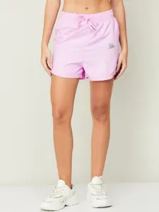 Kappa Women Lavender Solid Sports Shorts