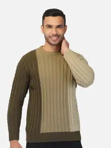 JoE Hazel Men Tan & Brown Cable Knit Pullover
