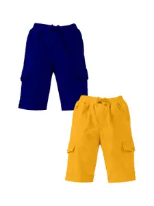 KiddoPanti Boys Pack Of 2 High-Rise Cotton Cargo Shorts