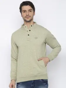 Status Quo Men Olive Green Cotton Sweatshirt
