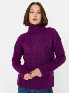 Trendyol Women Purple Acrylic Pullover Sweater