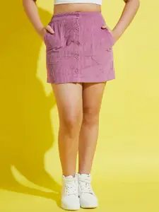 Noh.Voh - SASSAFRAS Kids Girls Lavender Solid Cotton Above Knee Length Skirts