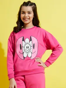 Noh.Voh - SASSAFRAS Kids Girls Pink Printed Sweatshirt
