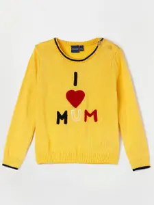 Juniors by Lifestyle Boys Yellow & Black Typography Pullover with Embroidered