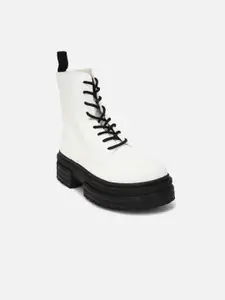 FOREVER 21 Women White & Black Solid Regular Boots