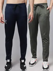 GRACIT Men Navy Blue & Green Pack Of 2 Solid Track Pants