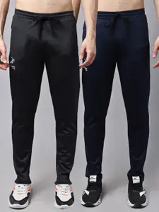 GRACIT Men Black & Navy Blue Pack Of 2 Solid Track Pants