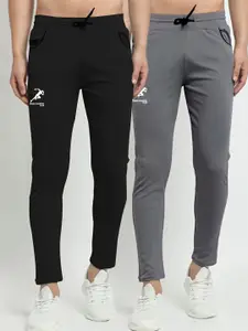 GRACIT Men Black & Grey Pack Of 2 Regular Fit Track Pants