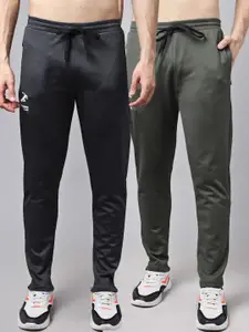GRACIT Men Grey & Green Pack Of 2 Solid Track Pants