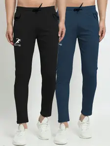 GRACIT Men Black & Navy Blue Pack Of 2 Regular Fit Track Pants