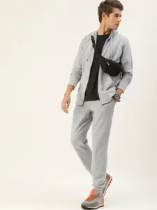 Kook N Keech Men Grey Solid Knitted Hooded Tracksuit