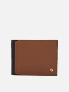Allen Solly Men Black & Brown Leather Two Fold Wallet