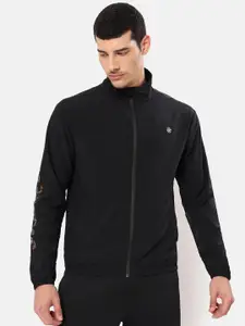 CULT Men Black Brand Logo Lightweight Crop Training or Gym Bomber Jacket