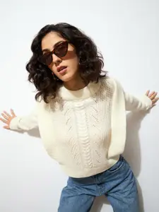 SASSAFRAS Women White Solid Pullover