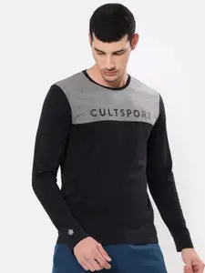 Cultsport Men Black Colourblocked Cotton T-shirt