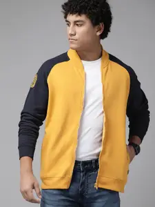 The Roadster Lifestyle Co. Men Yellow & Navy Blue Sweatshirt