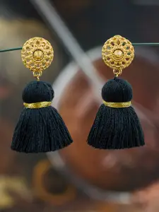 Bellofox Black & Gold-Plated Contemporary Drop Earrings