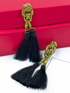 Bellofox Black & Gold-Plated Contemporary Drop Earrings