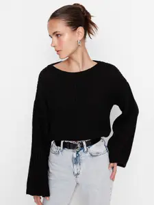 Trendyol Women Black Acrylic Crop Pullover