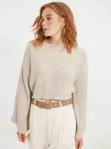 Trendyol Women Beige Crop Pullover