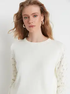 Trendyol Women Off White Pullover