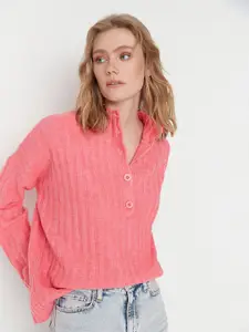 Trendyol Women Peach-Coloured Ribbed Pullover