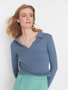 Trendyol Women Blue Solid Pullover
