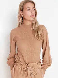 Trendyol Women Camel Brown Solid Pullover