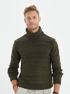 Trendyol Men Khaki Turtle Neck Acrylic Pullover Sweater