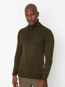 Trendyol Men Khaki Ribbed Acrylic Pullover Sweater