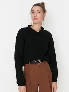 Trendyol Women Black Cable Knit Pullover