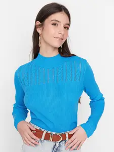 Trendyol Women Blue Solid Pullover