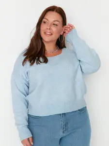 Trendyol Women Plus Size Blue Pullover
