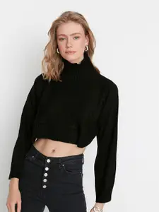 Trendyol Women Black Crop Pullover