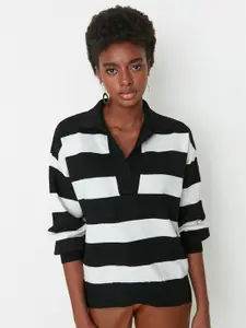 Trendyol Women Black & White Striped Pullover