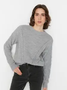 Trendyol Women Grey Solid Pullover