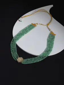 Ruby Raang Green & Gold-Toned Brass Gold-Plated Necklace