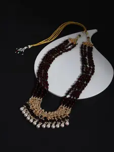 Ruby Raang Gold-Toned & Maroon Brass Gold-Plated Necklace