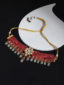 Ruby Raang Pink & White Brass Gold-Plated Necklace