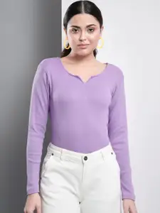 Q-rious Lavender Solid Full Sleeve Top