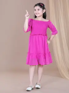 StyleStone Kids Girls Pink Off-Shoulder Dress