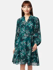 Annabelle by Pantaloons Women Green Floral Georgette Dress