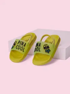 Pantaloons Junior Boys Yellow & Green Printed Sliders