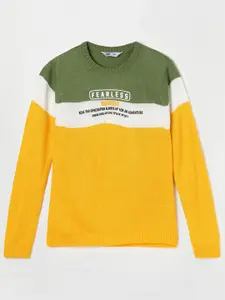 Fame Forever by Lifestyle Boys Yellow & Green Colourblocked Pullover