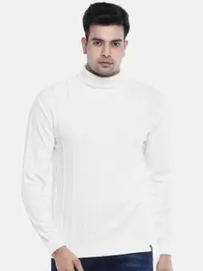 People Men Off White Striped Cotton Pullover