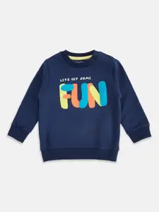 Pantaloons Baby Boys Navy Blue Printed Sweatshirt